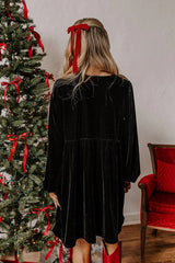 Velvet Loose Cutout Tie Waist Mini Dress
