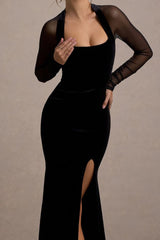 Mesh Panel Split Maxi Dress