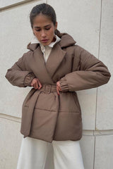 Solid Color Slim Fit Cotton Coat