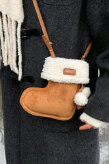 Cute Boot Shape Suede Fuzzy Crossbody Bag Mini Phone Bag
