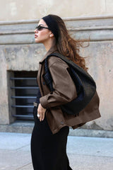 Vintage Lapel Leather Jacket