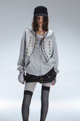 Gold Military Braid Oversized Zip Hoodie