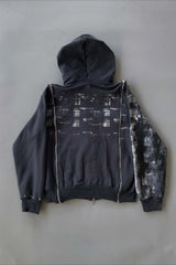 Dark Graphic Multi Zip Oversized Hoodie