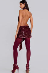 Sequin Halter Deep V Backless Bodycon Sequin Dress