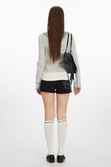 Reversible Striped Cropped Zip Up Hoodie