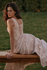 Off Shoulder Tie Strap Midi Dress