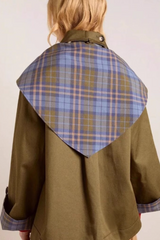 Plaid Color Block Mori Girl Loose Slant Front Christmas Outerwear