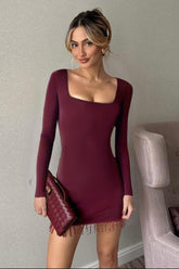 Tassel U-Neck Bodycon Mini Dress