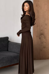 One Shoulder Ruched Maxi Dress