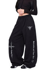 Contrast Relaxed Fit Wide Leg Sweat Pants