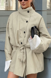 Stand Collar Colorblock Coat