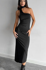 Red Halter Neck Bodycon Maxi Dress