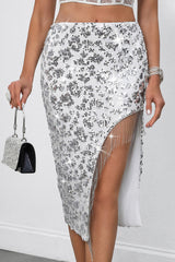 Fringe Sequin Christmas Skirt