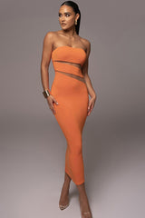 Strapless Cutout Bodycon Midi Dress