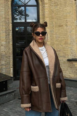 Long Sleeve Faux Shearling Coat