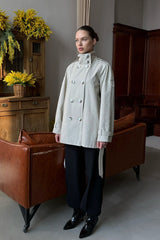 Stand Collar Belted Trench Jacket