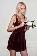 Burgundy Sexy Slim Party Glam Velvet Dress