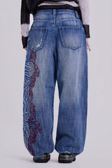 Y2K Embroidered Wide Jean