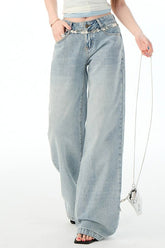 Low Rise Light Blue Straight Jean