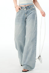 Low Rise Light Blue Straight Jean