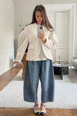 Textured Cocoon Sleeve Blazer
