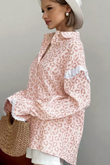 Pink Leopard Linen Blouse