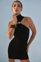 Metal Ring Strapless Mini Dress