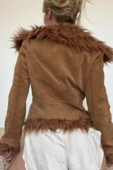 Floral Embroidered Fleece Coat