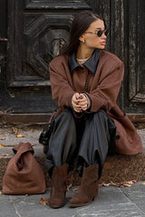 Suede Patchwork Lapel Coat