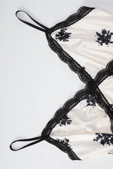V Neck Lace Patchwork Printed Bodycon Floral Dress