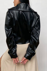 Faux Leather Lapel Moto Jacket
