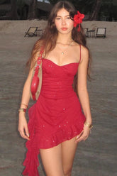 Ruffled Spaghetti Strap Mini Dress
