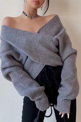 Cross V Neck Knit Sweater
