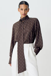 Polka Dot Tie Neck Blouse