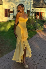 Irregular Ruffle Hem Midi Dress