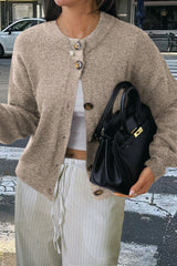 Minimalist Button Long Sleeve Christmas Cardigan