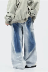 Washed Fade Curved Cut Wide Jean