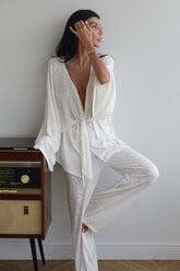 Modal Relaxed Pajama Top Straight Pants Set