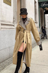 Double Breasted Patchwork Trench Coat