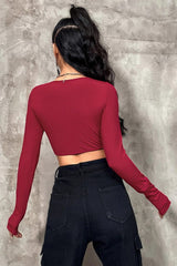 Striped Sexy Cropped Bustier Long Sleeve Tee