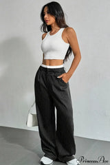 High Waist Patchwork Drapey Straight Leg Pants