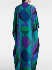 Psychedelic Swirling Iride Satin Kaftan