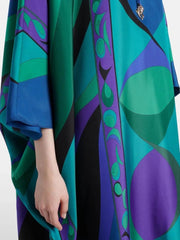 Psychedelic Swirling Iride Satin Kaftan