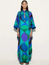 Psychedelic Swirling Iride Satin Kaftan