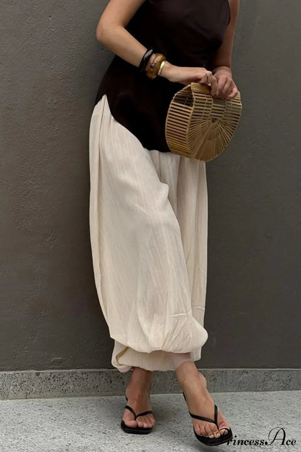 Loose Bubble Cuffed Pants