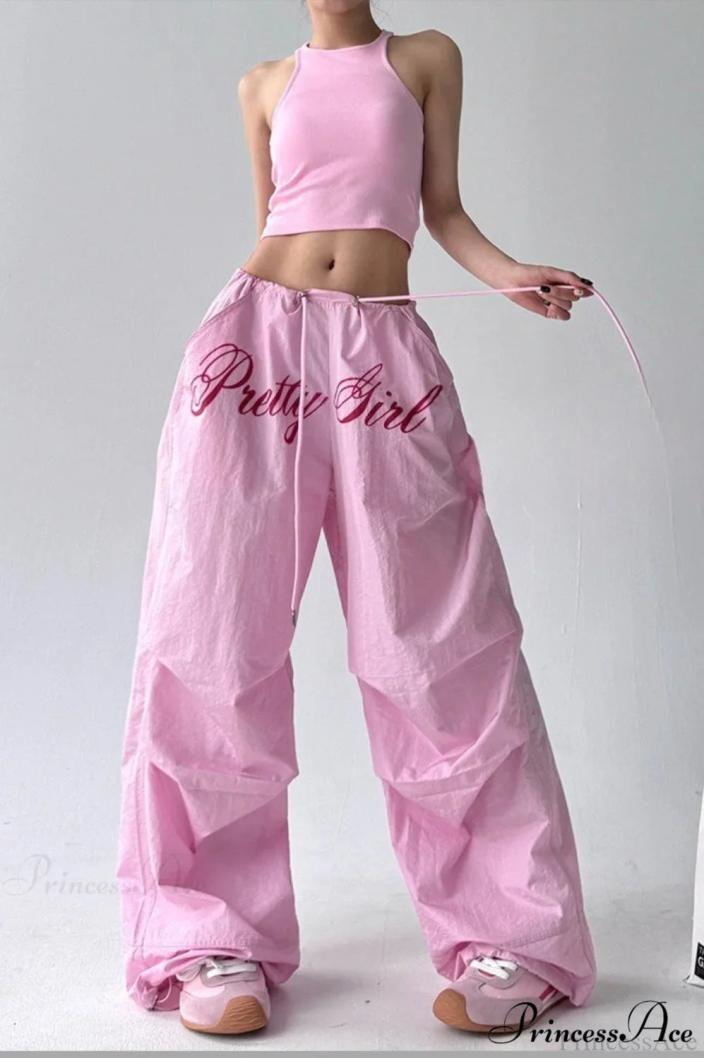 Quick-Dry Lightweight Loose Wide-Leg Drawstring Pants