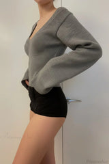 V Neck Solid Slim Sexy Knit Sweater