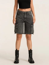 Ripped Button Denim Short Black / S short-250223