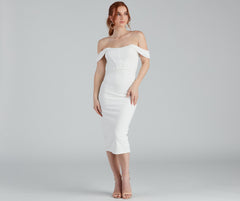 Sheila Crepe Corset Midi Formal Dress Ins Street