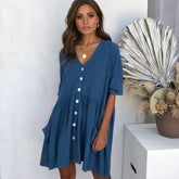 Palmer Pocketed Button Down Babydoll Dress